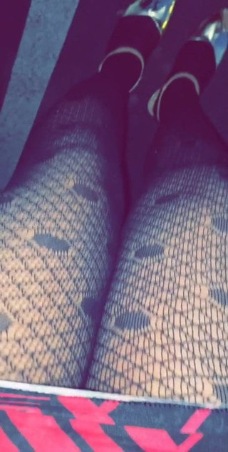 Showing off new heels, tights, and a little more..