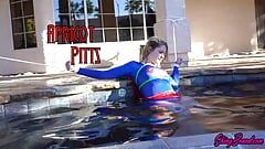 Supergirl Cosplay Water Bondage Predicament