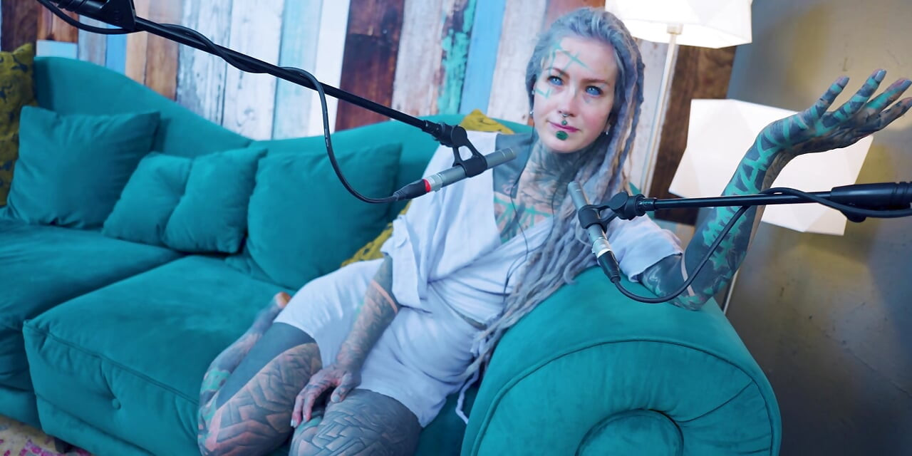 I talk about K - Kindness - ASMR podcast SFW talking goth skinny girl dreadlocks tattoo model inked girl