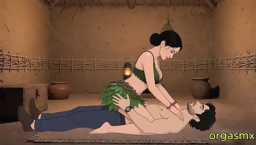 Desi Tribal Village Beauty Hot Passionate Night with Traveler in Forest Hut
