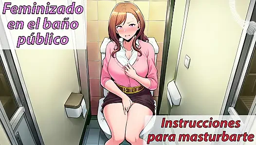 Spanish audio rol JOI. They feminize you in a public bathroom. Obey!
