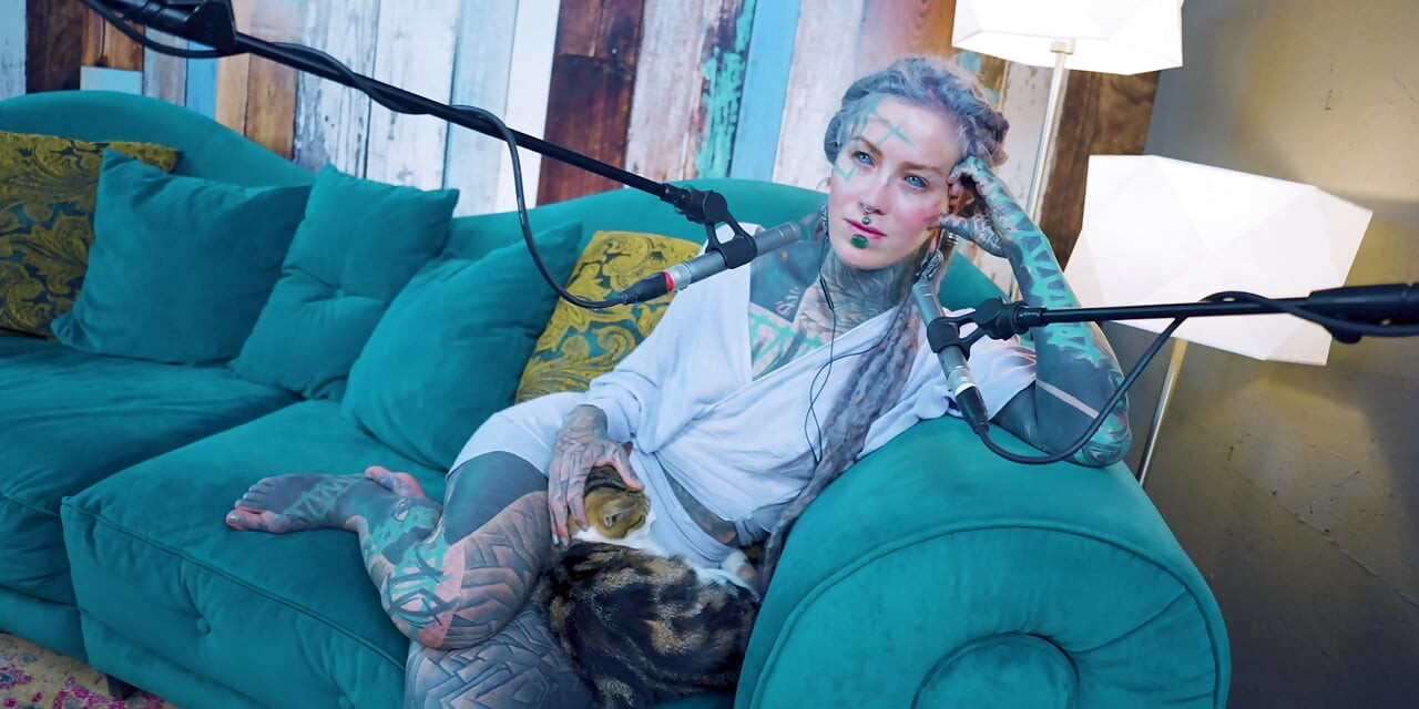 I talk about E - Empathy - ASMR podcast SFW talking goth skinny girl dreadlocks tattoo model inked girl