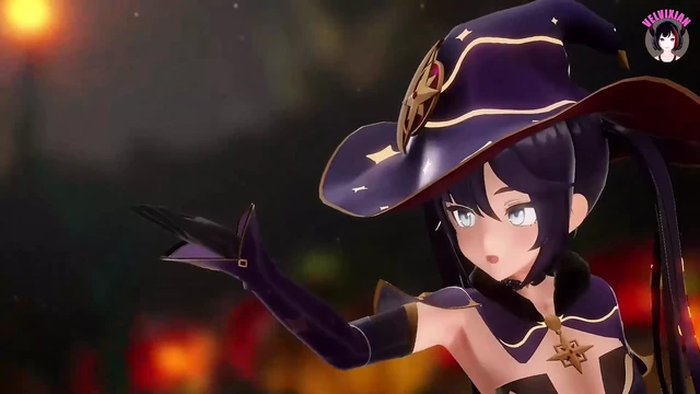Genshin Impact - Mona Masturbates With Dildo (3D HENTAI)