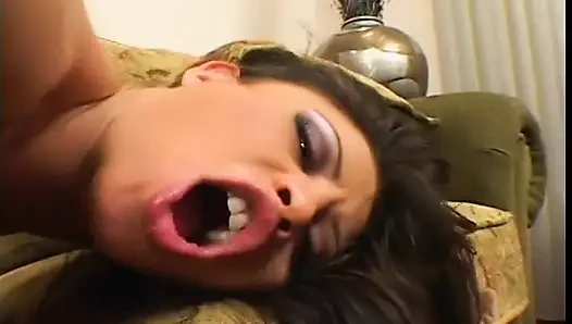 Juicy brunette with slant eyes with great tits and ass gets her butthole fucked hard