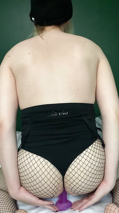 Virgin Trans Ass Stretched and Fucked with Dildo, Cums Hard