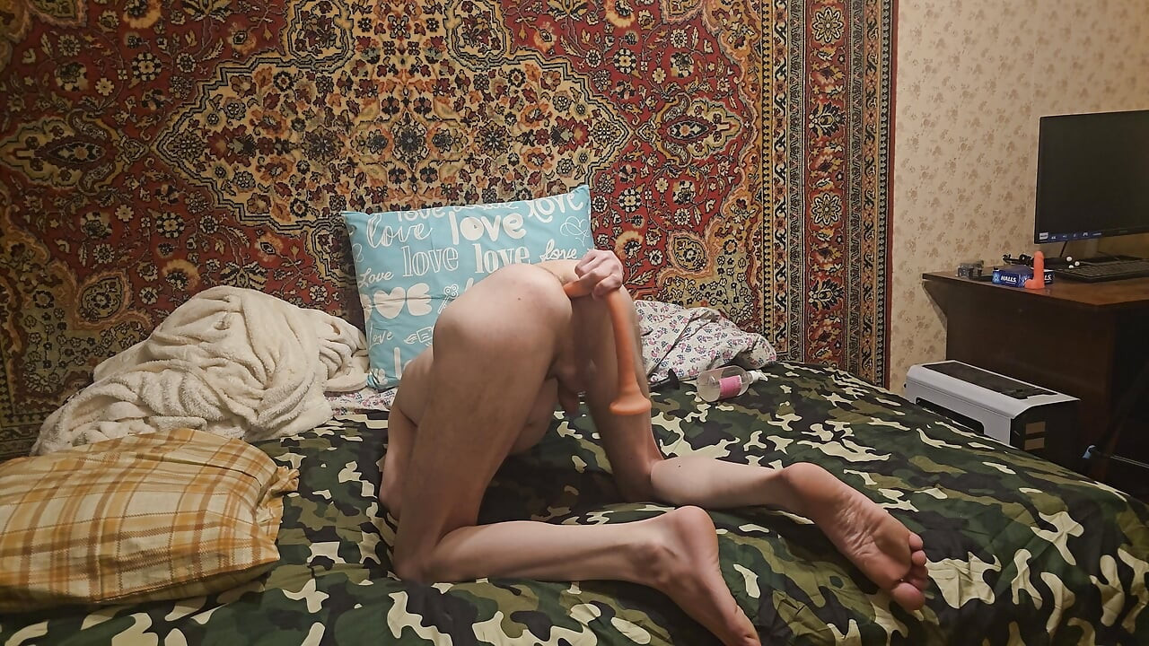 Sasha Earth anal long deep dildo amateur homemade
