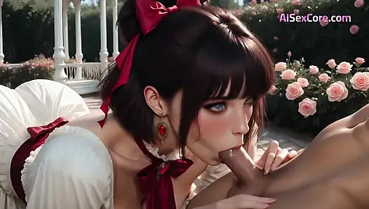 Geheime gartenaffäre: intimer sex mit blonder frecher nachbarin mit dicken titten (AI)