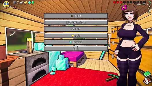 HornyCraft Пародия на Minecraft - Стив получает грязный минет глубокой глотки от Jenny для Diamond