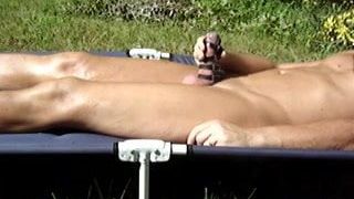 Outdoor wanking with cock rings