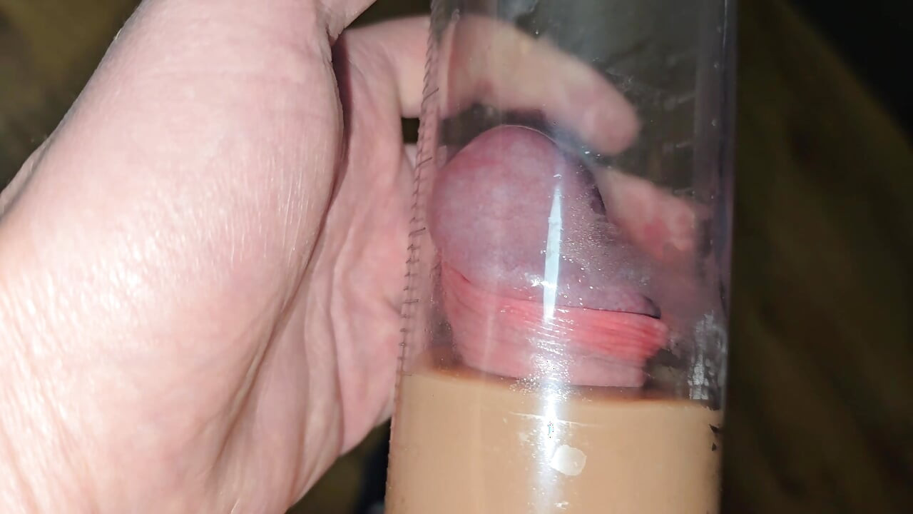 After Orgasm - Pumping My Cock in a Cum-filled Vacuum Pump