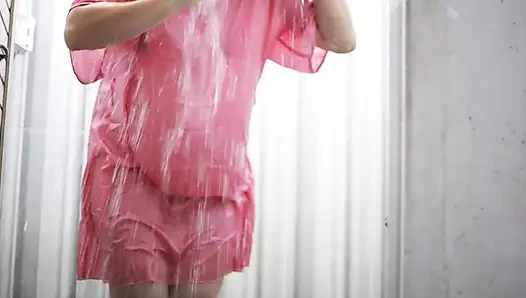 VOYEUR OF A PLUMP INDIAN WIFE IN A TRANSPARENT SATIN DRESS