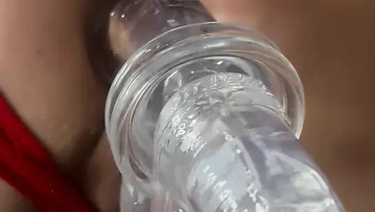 New toy teasing her wet pussy