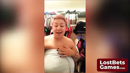 The final strip game loser, left in just her bra