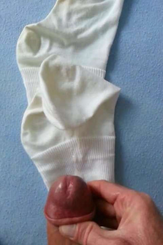 Cum on white socks