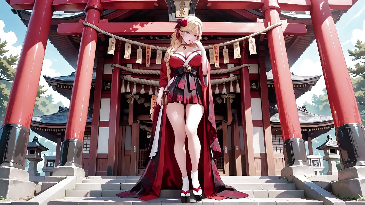 Miko Merah & Hitam! Doa Kuil Terlarang, Hakama Belahan Tinggi Terbuka, Tatapan Basah Dewi Emas!