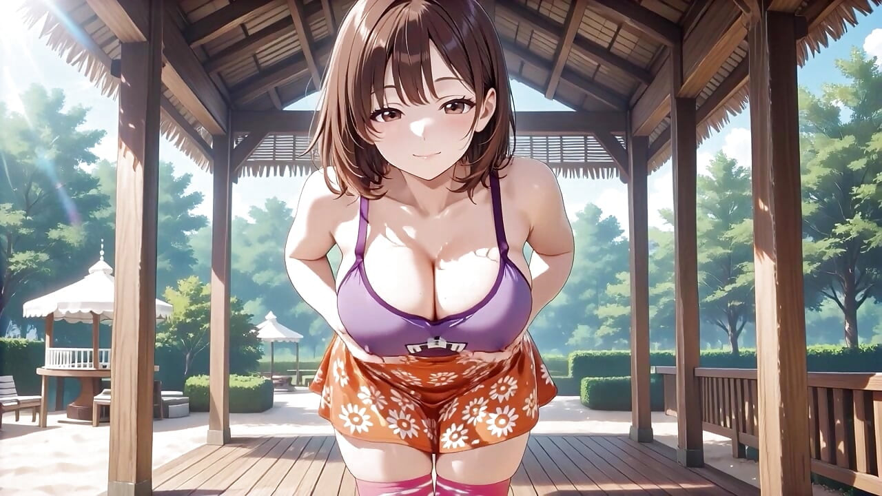 Wielkie cycki Hentai Beauty odbija namiętnie na Tropikalnym Ganku - Kapiąc mokro!