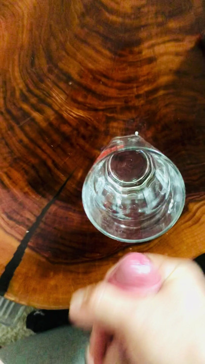 A lot of cumming in a glass of water