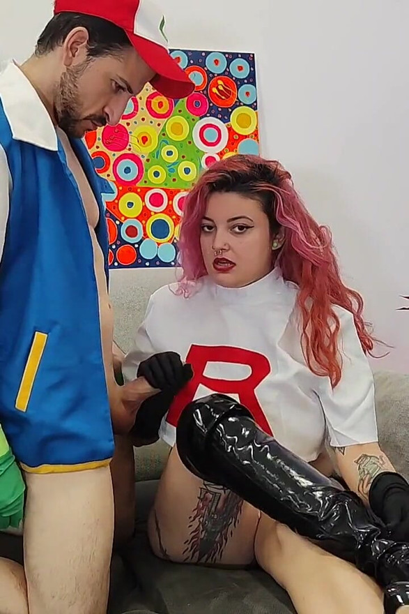 Pokemon Cosplay Ash Fucks Team Rocket Hot Chubby