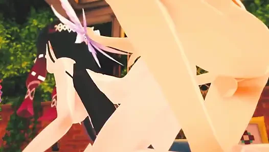Genshin impact - columbina aether ile sert seks sahnesi - 3d hentai animasyon