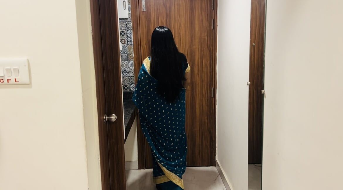 Beautiful Desi Indian bhabhi seduced by her brother-in-law, and fucked by his hard cock in standing doggystyle.