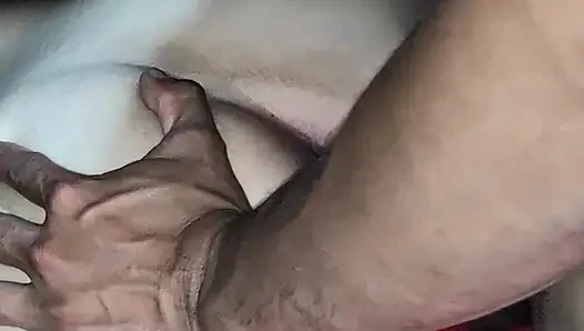 My wife's friend asked for milk and I put her doggy style on my bed.