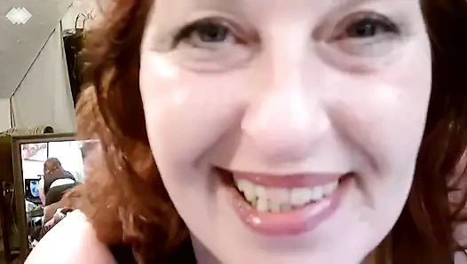 V 310 mavi külotlu ve gümüş topuklu kışkırtıcı kızıl saçlı orta yaşlı seksi kadın dawnskye