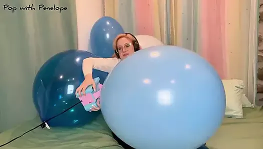 10 Nail POPS! Blowing up and Deflating Blue Balloons!