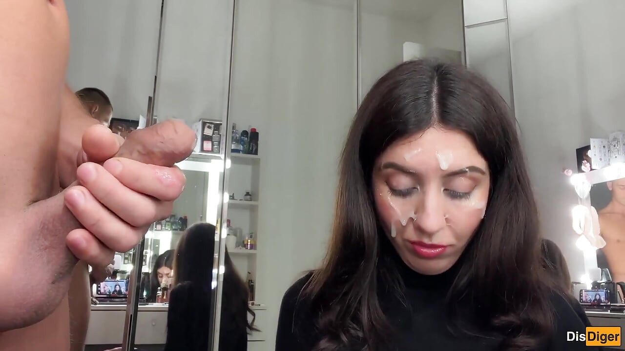Ruined Makeup Cum on Face - Public Cumwalk on Street Fur Coat