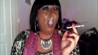 Chrissie smokes on webcam pt1