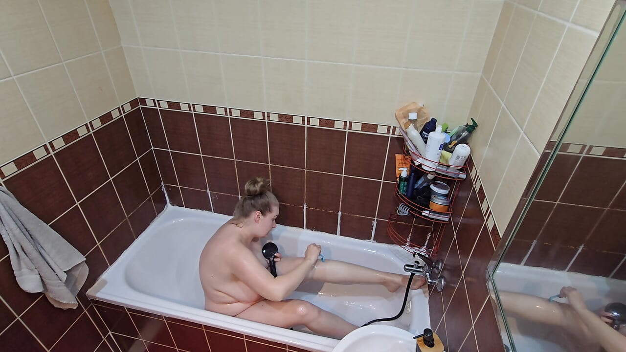 My Chubby Wife’s Shower Routine - Shaving & Feeling Fresh
