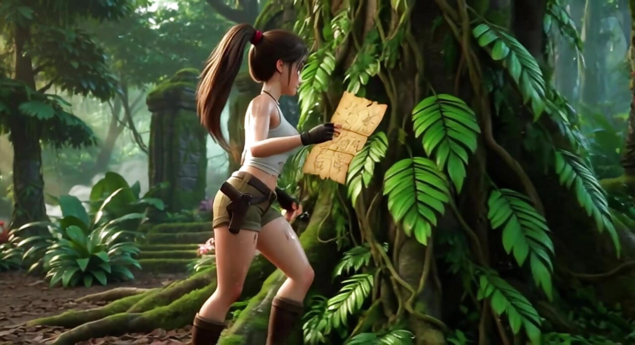Lara Croft descobre tesouro da Amazônia e abraça belo espírito ancestral da loira nas Cavernas Douradas