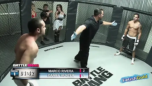 Мускулистый мужик теряет драку и занимается сексом с пухлой брюнеткой в качестве наказания