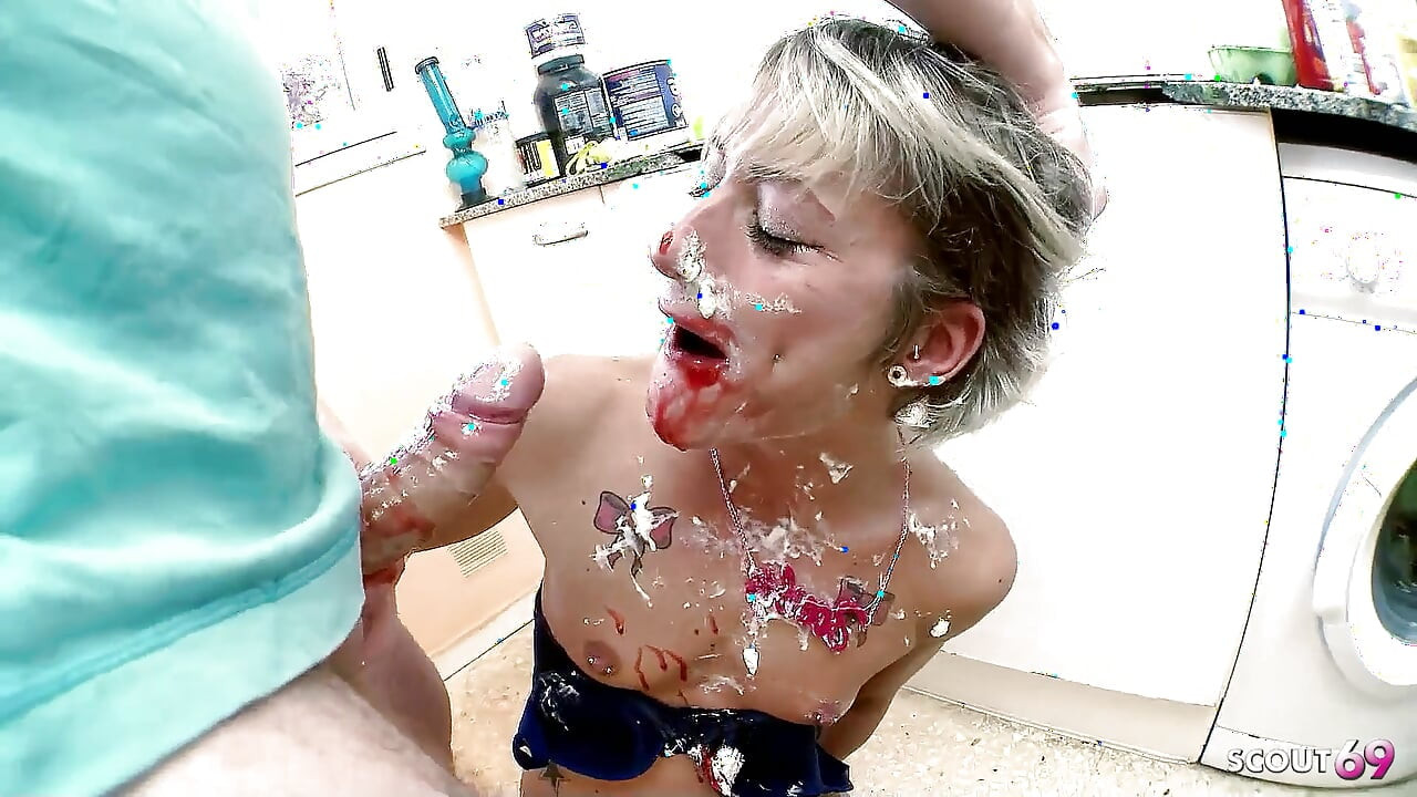 Blonde MILF Vicky with Hairy Pussy Fucked by Neighbors and Smeared with Food