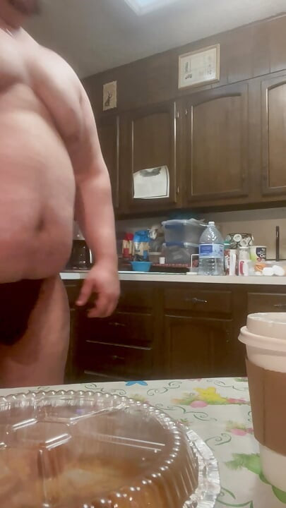 Humongous Burly Chub Bear Flexes and Bursts While Still Soft