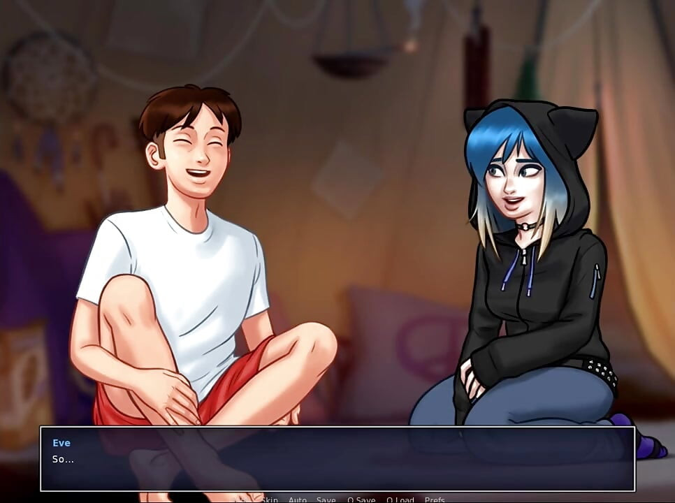 Summertime saga - Johannes played with Eve's pussy and she gave him a handjob