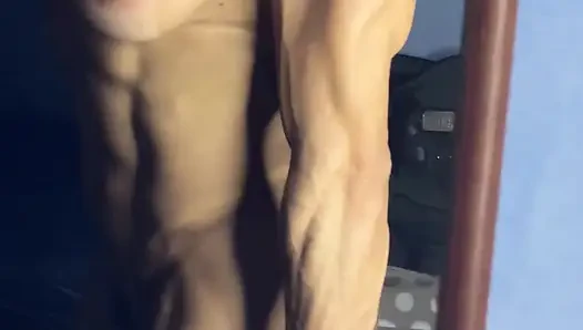 Stretching my tight body after a hard workout