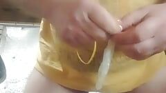 Fucking a kitchen towel with a condom