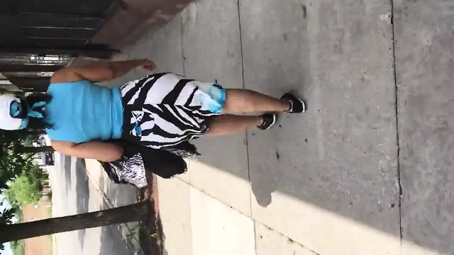 Big booty gilf in dress power walking 1