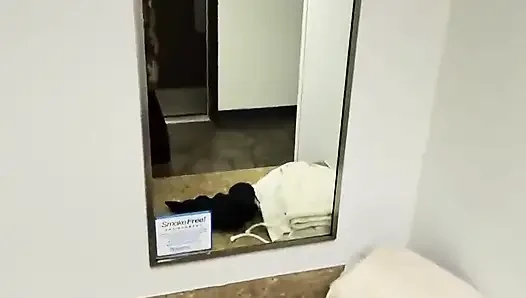 POV Public Shower Blowjob Behind the Scenes with Hot Wife