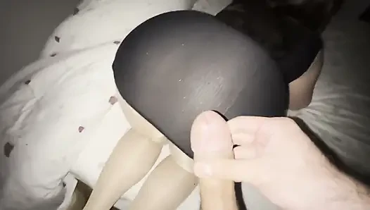 Cumming on the Black Dress and Pantyhose