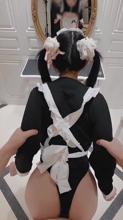 Hentai Pigtail maid's hair was grabbed and she was fucked hard in doggy style. | Clip 1