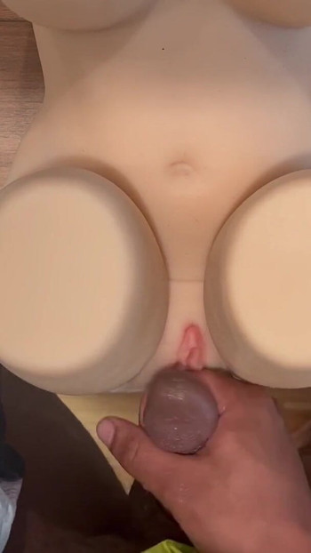 Memorable moment from "Crossdresser Prematurely Ejaculates On Sex Doll After Edging For Hours"
