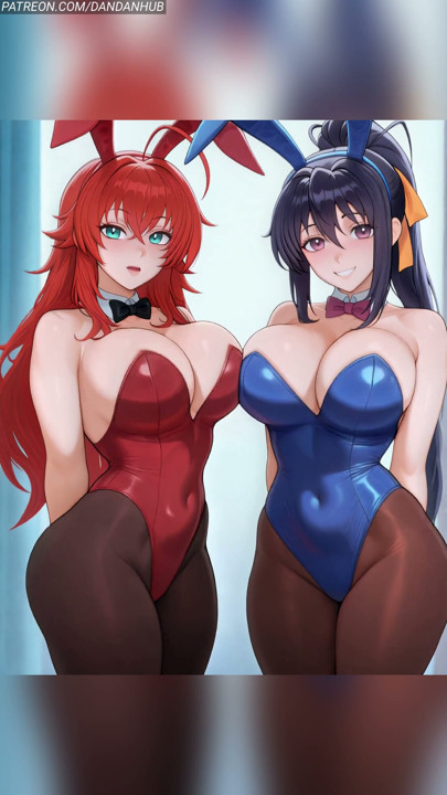 Rias and Akeno Bunny Girls Breast Bounce - DxD