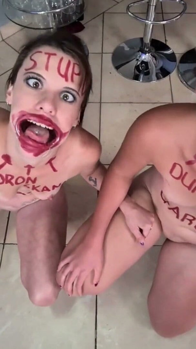 Two stupid whores doing stupid things, self humiliation, humiliating each other | Clip 1