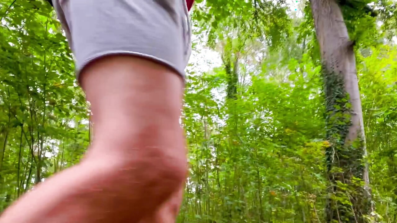 Dildo play, asshole teasing before being fucked in a wood