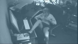 Office whore masturbates and gets caught