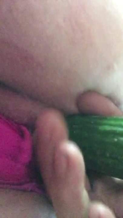 BBW slut pet-cucumber with fuchsia panties still on 2