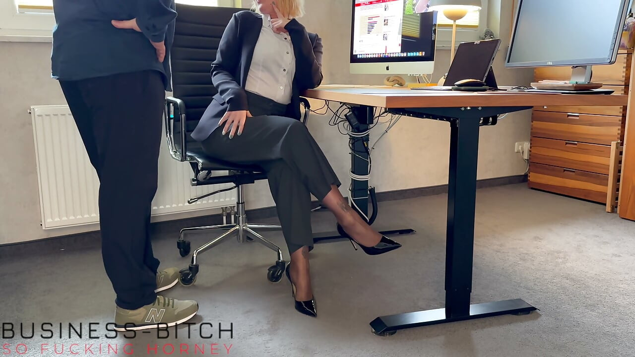 Hot Secretary in Office Pants Has Job Interview BJ Sex with Boss - Business-bitch