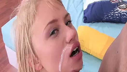 Blonde beauty gets pussy penetrated with big cock in every position
