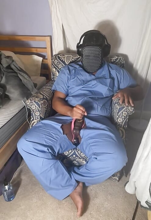 Man In Scrubs Jerking Out A Moaning Cumshot With Fleshlight